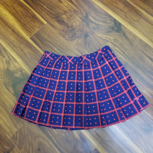 Tommy Hilfiger Girls Red Blue Polka Dot Pleated Skirt A Line Flared Size 12 - Picture 1 of 5